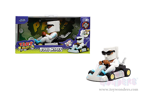 Jada Toys Fart Karts - Cool Wipes with 5 Fart Sounds (3.5" diecast model car, White) 32789