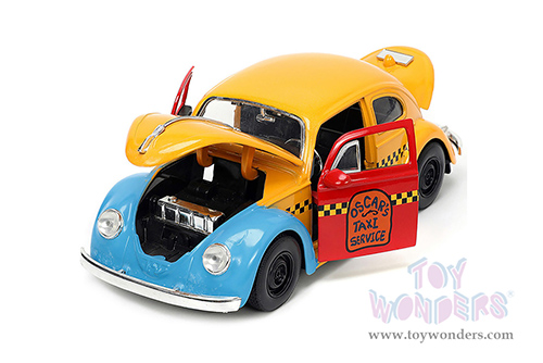 Jada Toys - Hollywood Rides | Volkswagen Beetle Taxi "Oscar's Taxi Service" with Oscar the Grouch Diecast Figure "Sesame Street&reg;" (1959, 1/24, diecast model car, Yellow/Blue/Red) 32801