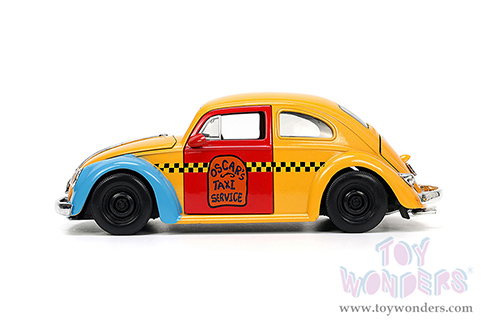 Jada Toys - Hollywood Rides | Volkswagen Beetle Taxi "Oscar's Taxi Service" with Oscar the Grouch Diecast Figure "Sesame Street&reg;" (1959, 1/24, diecast model car, Yellow/Blue/Red) 32801