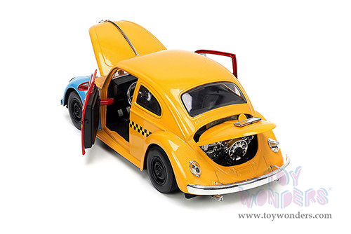 Jada Toys - Hollywood Rides | Volkswagen Beetle Taxi "Oscar's Taxi Service" with Oscar the Grouch Diecast Figure "Sesame Street&reg;" (1959, 1/24, diecast model car, Yellow/Blue/Red) 32801