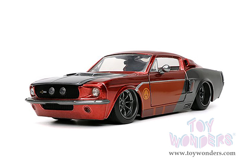 Jada Toys - Hollywood Rides | Guardians of the Galaxy Ford Mustang Shelby GT-500 with Star-Lord figurine (1967, 1/24, diecast model car, Red/Gray) 32915/4