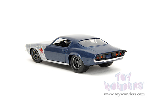 Jada Toys - Hollywood Rides | Marvel Avengers Chevrolet&reg; Camaro&reg; with Winter Soldier Diecast Figure (1973, 1/32 scale diecast model car, Blue/Gray Stripes) 33073