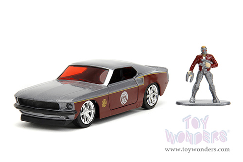 Jada Toys - Hollywood Rides | Marvel Guardians of the Galaxy Ford Mustang with Star Lord Diecast Figure (1969, 1/32 scale diecast model car, Silver/Dark Red) 33077