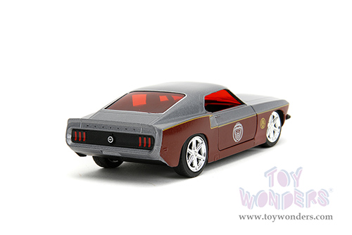 Jada Toys - Hollywood Rides | Marvel Guardians of the Galaxy Ford Mustang with Star Lord Diecast Figure (1969, 1/32 scale diecast model car, Silver/Dark Red) 33077
