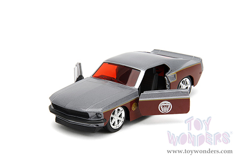 Jada Toys - Hollywood Rides | Marvel Guardians of the Galaxy Ford Mustang with Star Lord Diecast Figure (1969, 1/32 scale diecast model car, Silver/Dark Red) 33077