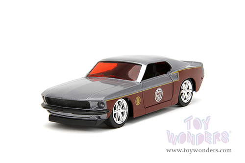 Jada Toys - Hollywood Rides | Marvel Guardians of the Galaxy Ford Mustang with Star Lord Diecast Figure (1969, 1/32 scale diecast model car, Silver/Dark Red) 33077