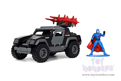 Jada Toys Hollywood Rides - G.I. Joe Stinger with Missile Launcher and Cobra Commander Diecast Figurine (1/32 scale diecast model car, Gray) 33085