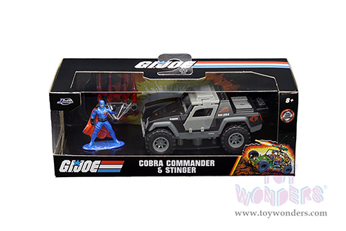 Jada Toys Hollywood Rides - G.I. Joe Stinger with Missile Launcher and Cobra Commander Diecast Figurine (1/32 scale diecast model car, Gray) 33085