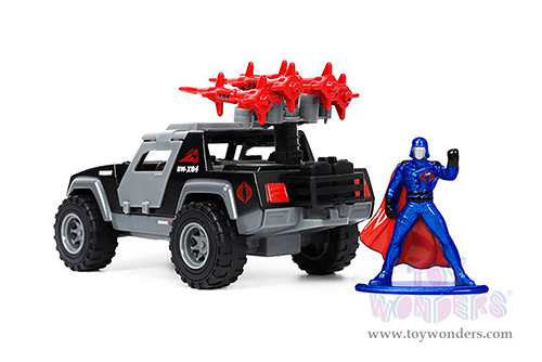 Jada Toys Hollywood Rides - G.I. Joe Stinger with Missile Launcher and Cobra Commander Diecast Figurine (1/32 scale diecast model car, Gray) 33085