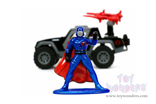 Jada Toys Hollywood Rides - G.I. Joe Stinger with Missile Launcher and Cobra Commander Diecast Figurine (1/32 scale diecast model car, Gray) 33085