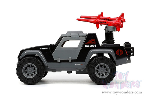 Jada Toys Hollywood Rides - G.I. Joe Stinger with Missile Launcher and Cobra Commander Diecast Figurine (1/32 scale diecast model car, Gray) 33085