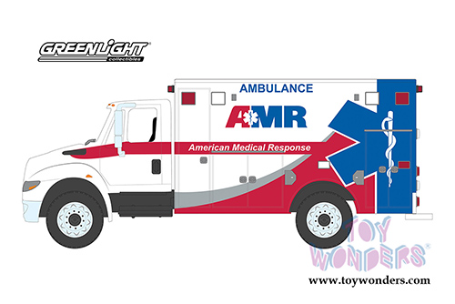 Greenlight - Heavy Duty Trucks Series 19 | International&reg; Durastar&reg; American Medical Response (AMR) Ambulance (2013, 1/64 scale diecast model car, White/Blue/Red) 33190A/48