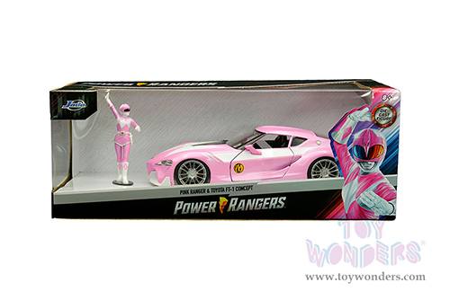 Jada Toys - Hollywood Rides | Power Rangers Toyota FT-1 Concept with Pink Ranger Diecast Figurine (1973, 1/24, diecast model car, Pink) 33224