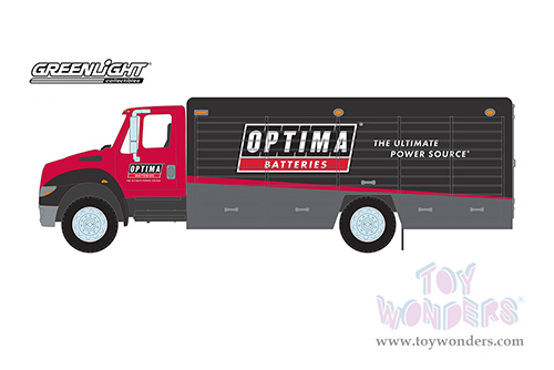 Greenlight - Heavy Duty Trucks Series 24 | International&reg; Durastar 4400 Delivery Truck "OPTIMA Batteries" (1/64 scale diecast model car, Red/Black) 33240C/48