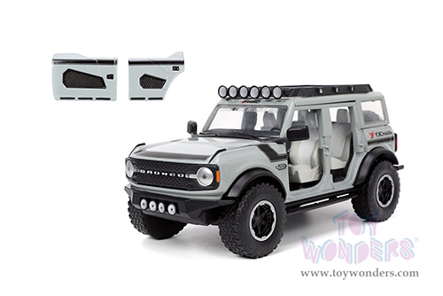 Jada Toys Just Trucks | Ford Bronco Hardtop "Own the Night" Yokohama (2021, 1/24 scale diecast model car, Gray/Black stripes) 33300