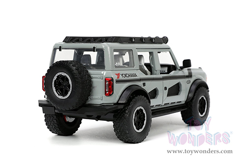 Jada Toys Just Trucks | Ford Bronco Hardtop "Own the Night" Yokohama (2021, 1/24 scale diecast model car, Gray/Black stripes) 33300