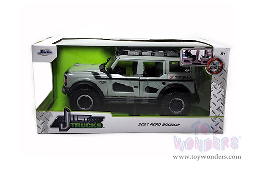 Jada Toys Just Trucks | Ford Bronco Hardtop "Own the Night" Yokohama (2021, 1/24 scale diecast model car, Gray/Black stripes) 33300