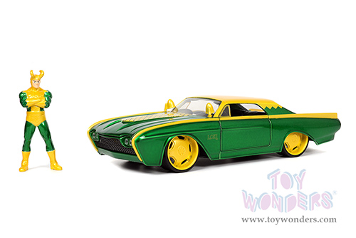 Jada Toys - Hollywood Rides | Ford Thunderbird with Marvel  Loki™ Diecast Figurine (1963, 1/24, diecast model car, Green/Yellow) 33357