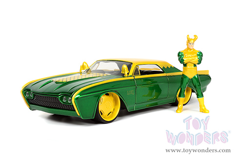 Jada Toys - Hollywood Rides | Ford Thunderbird with Marvel  Loki™ Diecast Figurine (1963, 1/24, diecast model car, Green/Yellow) 33357