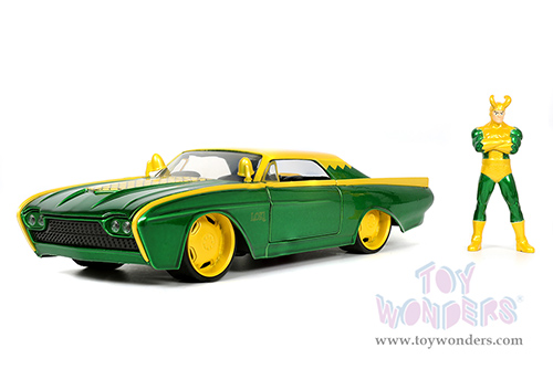 Jada Toys - Hollywood Rides | Ford Thunderbird with Marvel  Loki™ Diecast Figurine (1963, 1/24, diecast model car, Green/Yellow) 33357