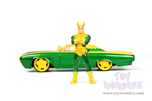 Jada Toys - Hollywood Rides | Ford Thunderbird with Marvel  Loki™ Diecast Figurine (1963, 1/24, diecast model car, Green/Yellow) 33357