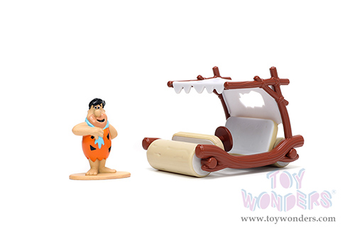 Jada Toys Hollywood Rides - Flintmobile with Fred Flinstone Diecast Figurine (1/32 scale diecast model car, Brown) 33382