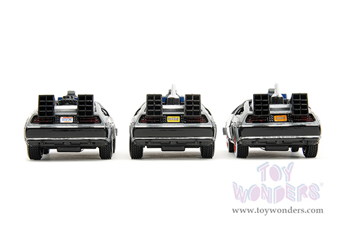 Jada Toys - Hollywood Rides | Back to the Future Time Machine 3-Pack (1/32 scale diecast model car, Silver) 33399