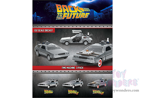 Jada Toys - Hollywood Rides | Back to the Future Time Machine 3-Pack (1/32 scale diecast model car, Silver) 33399