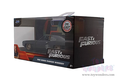 Jada Toys Fast & Furious - Dom's Dodge Charger Widebody F9 (1968, 1/32 scale diecast model car, Matte Black/W Bronze Tail Stripe) 33450