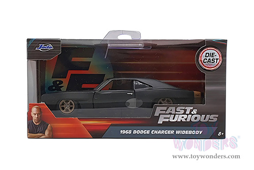 Jada Toys Fast & Furious - Dom's Dodge Charger Widebody F9 (1968, 1/32 scale diecast model car, Matte Black/W Bronze Tail Stripe) 33450