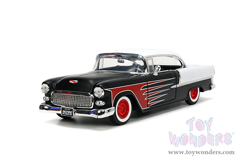 Jada Toys Bigtime Muscle - Chevrolet® Bel Air® Hardtop (1955, 1/24 scale diecast model car, Matte Black/White) 33546