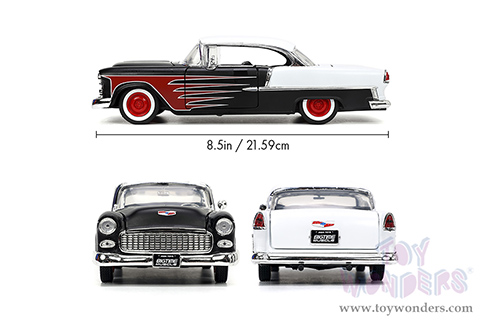 Jada Toys Bigtime Muscle - Chevrolet® Bel Air® Hardtop (1955, 1/24 scale diecast model car, Matte Black/White) 33546