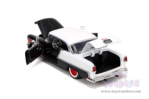 Jada Toys Bigtime Muscle - Chevrolet® Bel Air® Hardtop (1955, 1/24 scale diecast model car, Matte Black/White) 33546