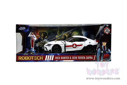 Jada Toys - Hollywood Rides | Robotech Toyota Supra with Rick Hunter Diecast Figurine (2020, 1/24, diecast model car, White) 33685