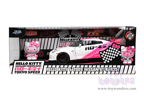 Jada Toys - Hollywood Rides | Nissan GT-R (R35) with Hello Kitty™ figure (2009, 1/24, diecast model car, White/Pink) 33724