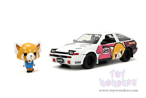 Jada Toys - Hollywood Rides | Toyota Trueno (AE86) with Aggretsuko Figure (1986, 1/24, diecast model car, White/Pink) 33725