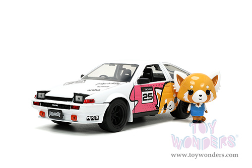 Jada Toys - Hollywood Rides | Toyota Trueno (AE86) with Aggretsuko Figure (1986, 1/24, diecast model car, White/Pink) 33725