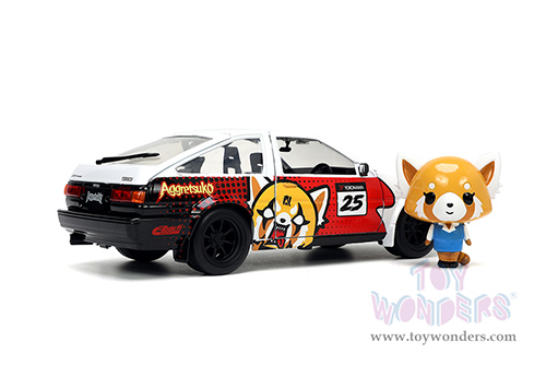 Jada Toys - Hollywood Rides | Toyota Trueno (AE86) with Aggretsuko Figure (1986, 1/24, diecast model car, White/Pink) 33725