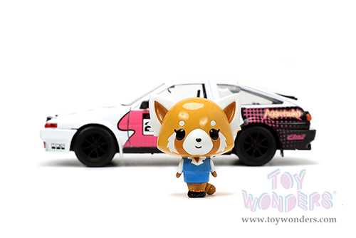 Jada Toys - Hollywood Rides | Toyota Trueno (AE86) with Aggretsuko Figure (1986, 1/24, diecast model car, White/Pink) 33725