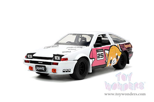 Jada Toys - Hollywood Rides | Toyota Trueno (AE86) with Aggretsuko Figure (1986, 1/24, diecast model car, White/Pink) 33725