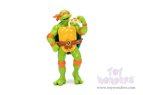 Jada Toys - Hollywood Rides | Volkswagen Drag Beetle with Michelangelo Diecast Figure "Teenage Mutant Ninja Turtles" (1959, 1/24, diecast model car, Green/Yellow) 33741