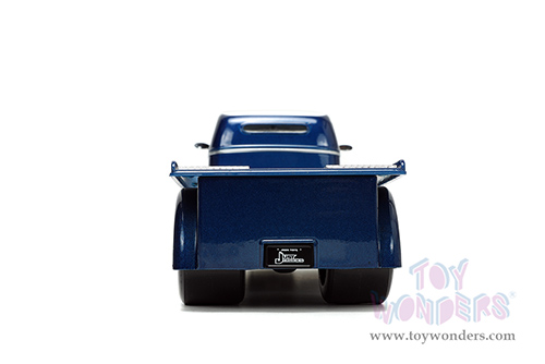 Jada Toys Just Trucks - Ford COE Flatbed Truck "The Famous Motor Cars" with Extra Wheels (1947, 1/24 scale diecast model car, Dark Blue) 33853