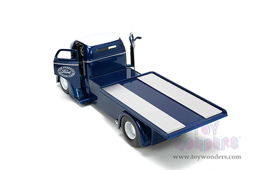Jada Toys Just Trucks - Ford COE Flatbed Truck "The Famous Motor Cars" with Extra Wheels (1947, 1/24 scale diecast model car, Dark Blue) 33853