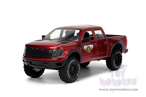 Jada Toys Just Trucks - Ford F-150 SVT Raptor Pickup Truck "Mickey Thompson Tires & Wheels" with Extra Wheels (2011, 1/24 scale diecast model car, Candy Red) 33854