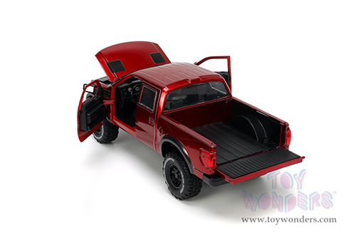 Jada Toys Just Trucks - Ford F-150 SVT Raptor Pickup Truck "Mickey Thompson Tires & Wheels" with Extra Wheels (2011, 1/24 scale diecast model car, Candy Red) 33854