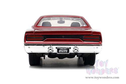 Jada Toys Bigtime Muscles - Plymouth Road Runner Hardtop (1970, 1/24 scale diecast model car, Candy Red with Flames) 33866