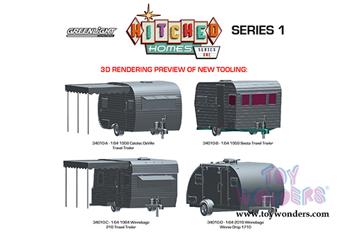 Greenlight - Hitched Homes Series 1 (1/64 scale diecast model car, Asstd.) 34010/48