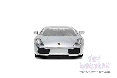 Jada Toys Hyper-Spec - Lamborghini Gallardo Superleggera Hardtop (1/24 scale diecast model car, Silver with Yellow stripes) 34027