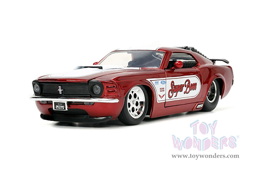 Jada Toys Bigtime Muscle - Ford Mustang Boss 429 "Super Boss" (1970, 1/24 scale diecast model car, Candy Red/White Stripes) 34118