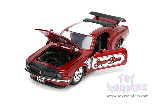 Jada Toys Bigtime Muscle - Ford Mustang Boss 429 "Super Boss" (1970, 1/24 scale diecast model car, Candy Red/White Stripes) 34118